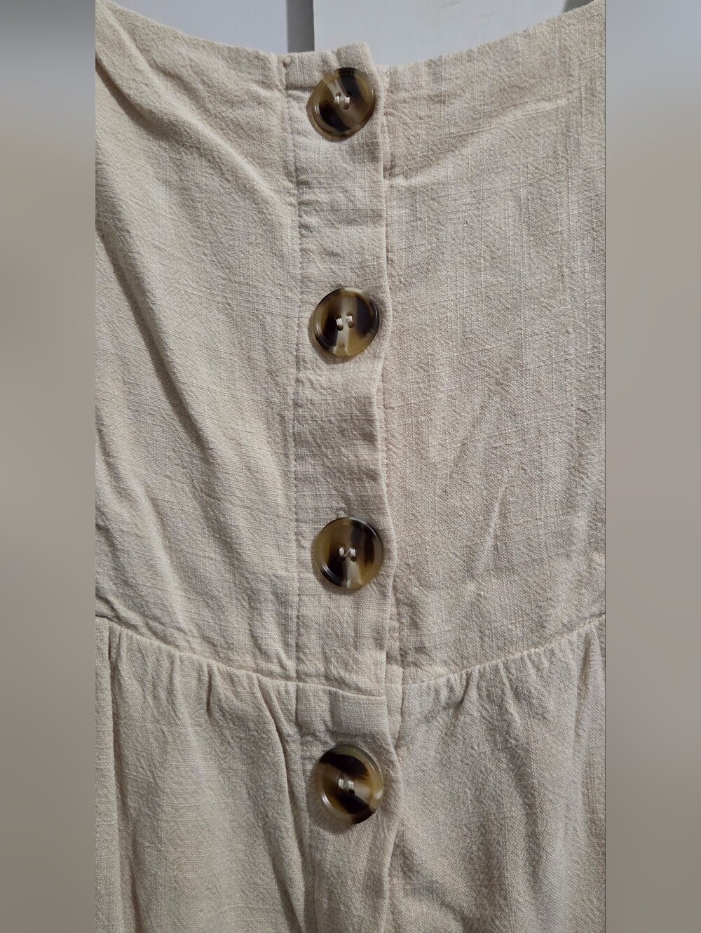 Main Street Exchange - Sleeveless Cream Button-Front Dress with Pockets - Picture 2 of 6